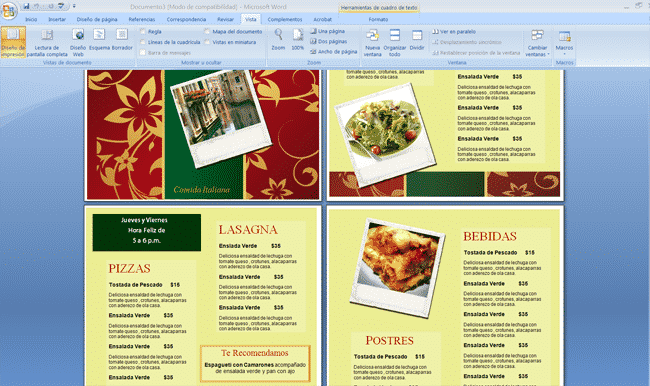 menu italiano