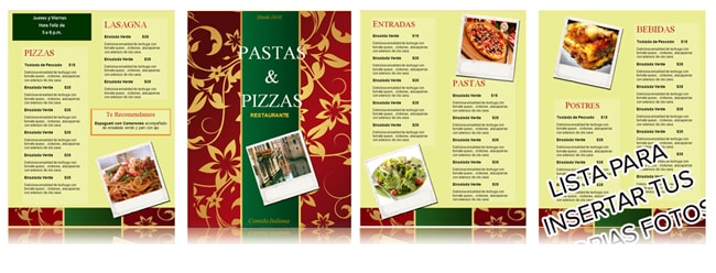 plantilla menu italiano