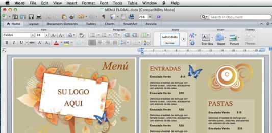 Plantilla para Menú de Restaurante -Floral
